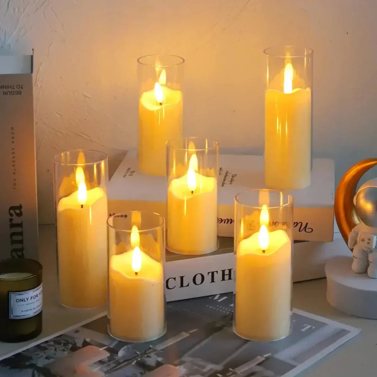 Flameless Electric Candles – Decorative Acrylic LED Candles for Home Decor